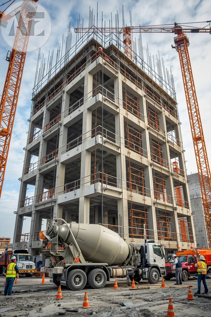 Construction site with crane on schedule